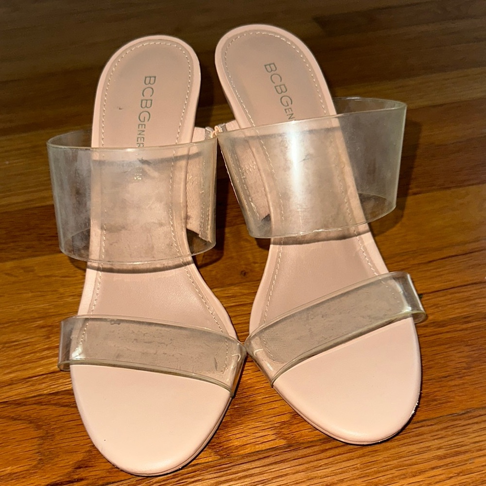 BCBGeneration Women's Clear Strap Sandals - Cream